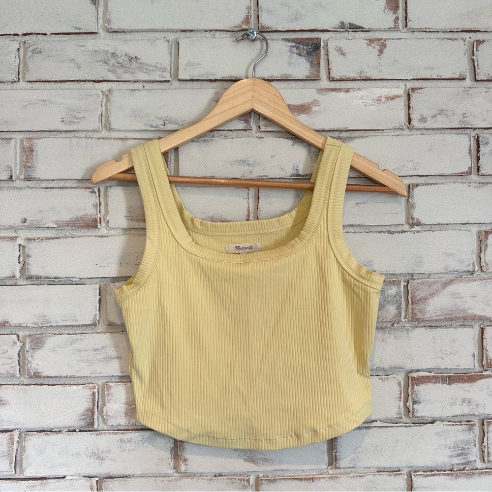 Madewell tailored ribbed crop tank top butter yellow